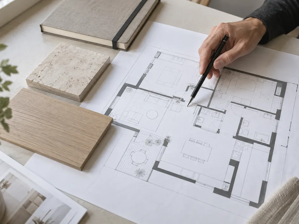 Escena ilustrativa de preparación de una propuesta sobre un plano
